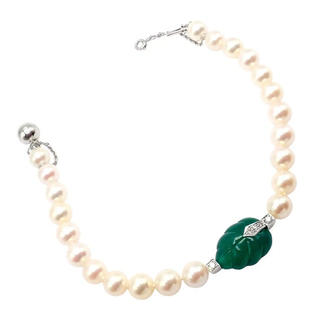 Mid 20th Century Cartier White Gold Pearl Diamond Chalcedony Patiala Bracelet For Sale - Image 9 of 9
