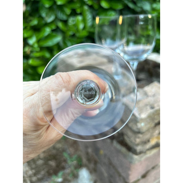 Set of 6 Signed Mid Century Modern Fostoria Wine Glasses in the Fascination Clear Pattern For Sale - Image 11 of 12