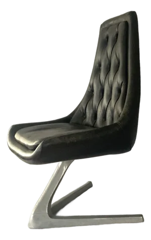 1970s Futuristic Executive's Chair, Swiveling, Tufted Back, Alum "V" Base, Mid-Century Modern