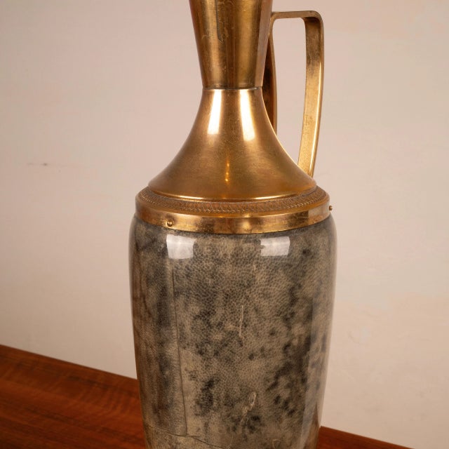 Grey Parchment and Brass Thermos from Macabo, Cusano Milanino, Italy, 1960 For Sale - Image 14 of 15