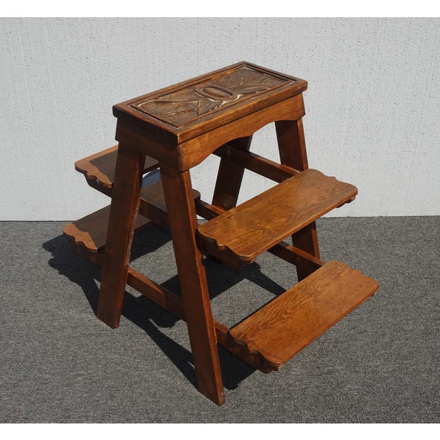 Gorgeous Step Stool Plant Stand in Great Vintage Condition. Solid and Firm. Wear is usual for its age. Please see the...