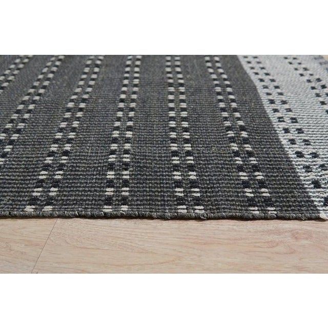 8x10 Gray Hand-Knotted Wool Dotted Linear Bands Geometric Modern Carpet Rug For Sale - Image 4 of 11