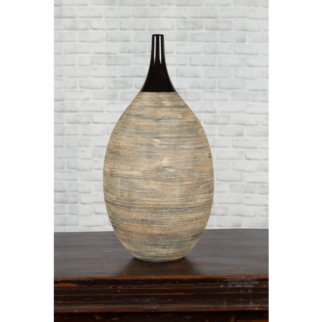 Ceramic Northern Thai Chiang Mai Contemporary Textured Vase from the Prem Collection For Sale - Image 7 of 11