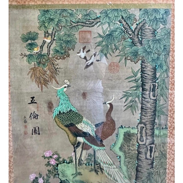 Chelsea House Pair of Monumental Hand-Painted Silk Paintings Chinoiserie For Sale - Image 4 of 18