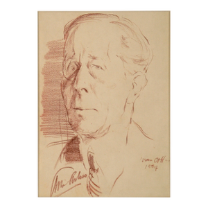 Portrait of George Arliss in Conte Crayon on Cardstock 1934 by Ivan Opffer