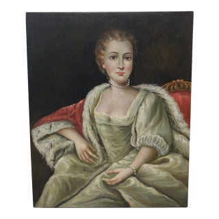 1970s Unframed 20 X 24 Romantic European Style Oil Portrait of Woman – Classical Salon Style For Sale