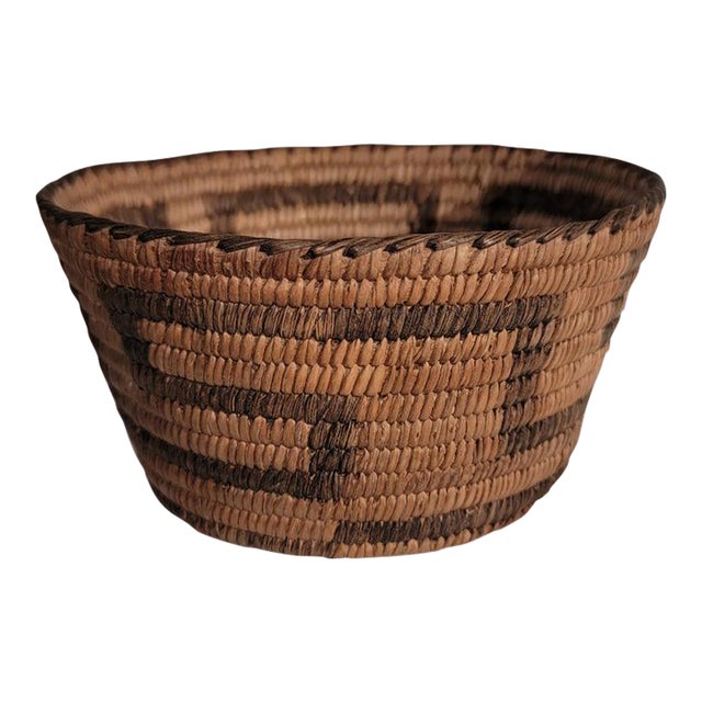 Early 20th Century Hand Made Geometric Woven Basket For Sale