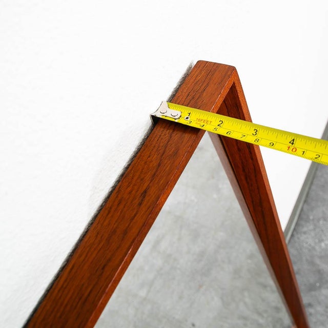 Brown Mid Century Danish Modern Mirror Wall Hanging Entry Way Solid Teak Rectangular For Sale - Image 8 of 10