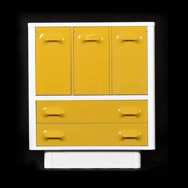 Space Age Broyhill Chapter One Yellow and White Gentlemen's Chest Dresser For Sale - Image 9 of 15