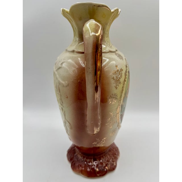 Pair of Victorian Ceramic Porcelain Urns/ Vases Figural Scene & Rose Back Transfers #848 For Sale - Image 16 of 18