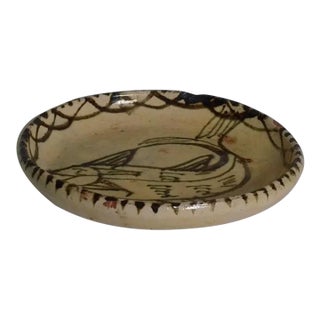 Vintage Tzintzuntzan Mexico Fish Pottery Plate Hand Painted Folk Art For Sale