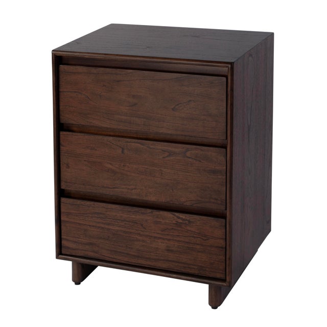 Mid-Century Modern Halmstad 22 in. W Rectangular Wood Panel 3 Drawer Narrow Nightstand, Brown For Sale - Image 3 of 11