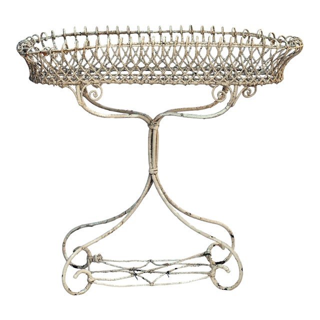 19th Century, Antique Victorian Wire Planter Stand For Sale