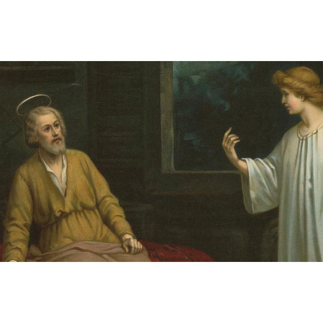 Saint Joseph Visited by an Angel, Germany, 1900, Chromolithograph on Paper For Sale - Image 3 of 10