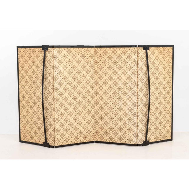 Light Yellow Japanese Four-Panel Byobu Screen For Sale - Image 8 of 10