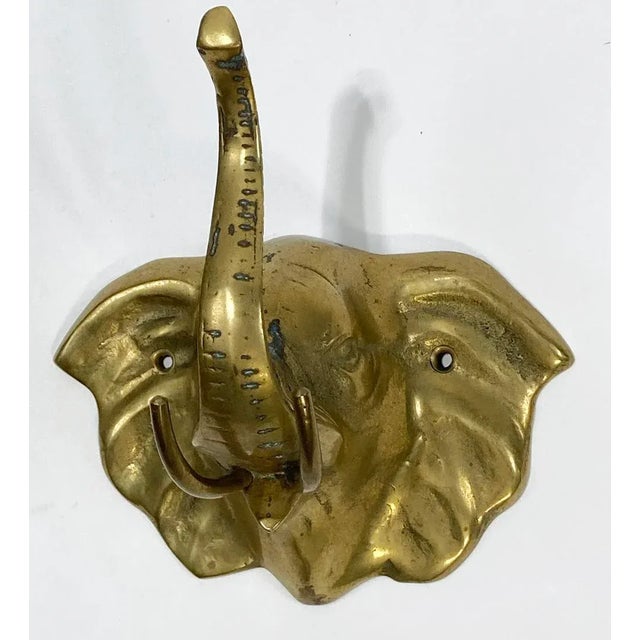 Figurative Vintage Brass Elephant Wall Hook For Sale - Image 3 of 5