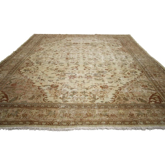 Distressed Antique Persian Mahal Rug - 07'01 X 09'03 For Sale - Image 4 of 6