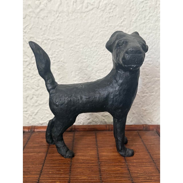 Charming midcentury terrier dog cast iron doorstop. A friendly and watchful companion. Please see condition details noted....