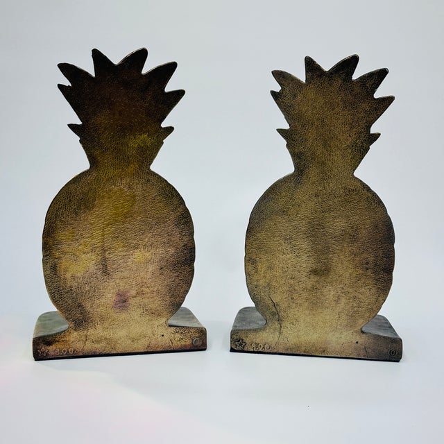 Mid 20th Century Brass Pineapple Bookends Set of 2 For Sale - Image 15 of 18