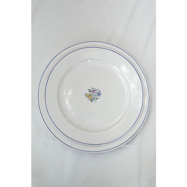 Ceramic Late 20th Century French Moustiers Faïence Dinnerware Set for Eight | Atelier De Ségriès | Hand-Painted Blue Banded Floral - 35pcs For Sale - Image 7 of 18