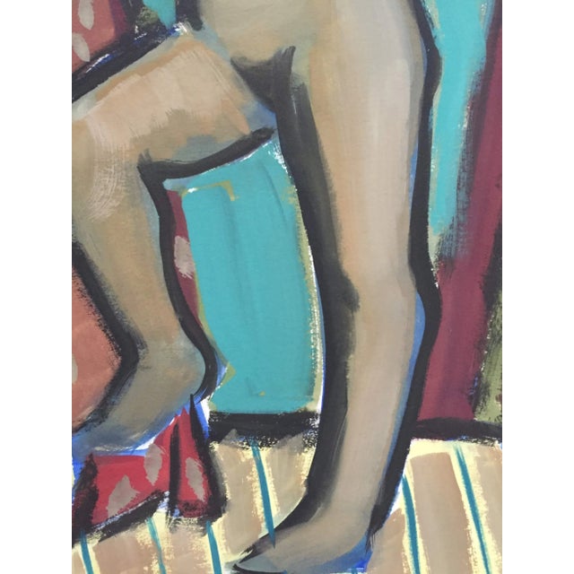 1950s Modernist Leaning Figurative Nude Gouache Painting For Sale - Image 9 of 9