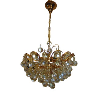 Gilded Brass Chandelier by Christoph Palme for Palwa, 1960s For Sale