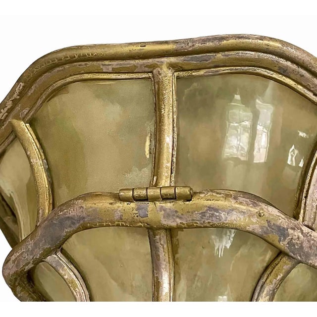 Traditional Ceiling Light Antique With Curved Art Glass For Sale - Image 3 of 5