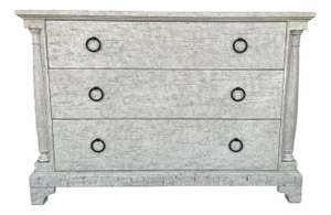 Jonathan Charles Gustavian Style White Washed Streamer Gothic Painted Chest of Drawers