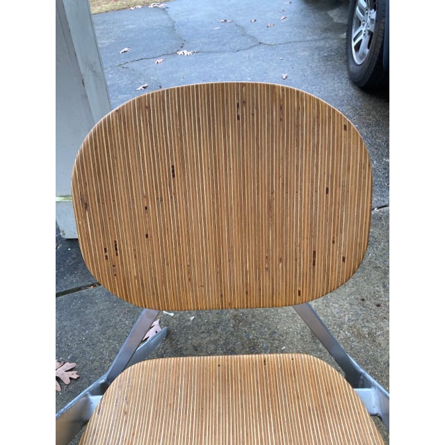 Modern Industrial Design Prototype BauBuche Beach Plywood and Aluminum Grasshopper Side Chair For Sale - Image 10 of 11