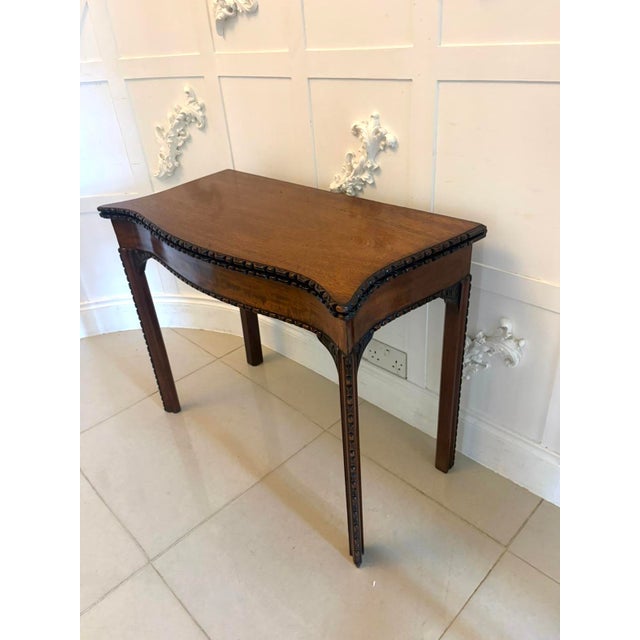 Brown Antique Georgian Chippendale Mahogany Serpentine Console Card Table, 1770s For Sale - Image 8 of 12