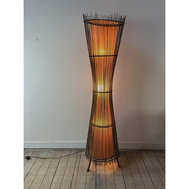 Kobe Floor Lamp in Metal and Rattan, 1990s For Sale - Image 4 of 16