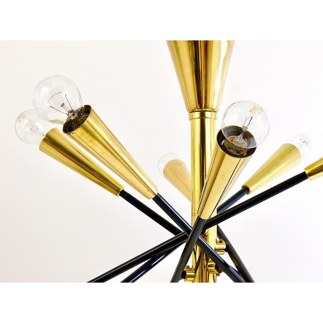 Black Large Articulating Black and Brass Sputnik Chandelier in the style of Stilnovo, 1950s For Sale - Image 8 of 18