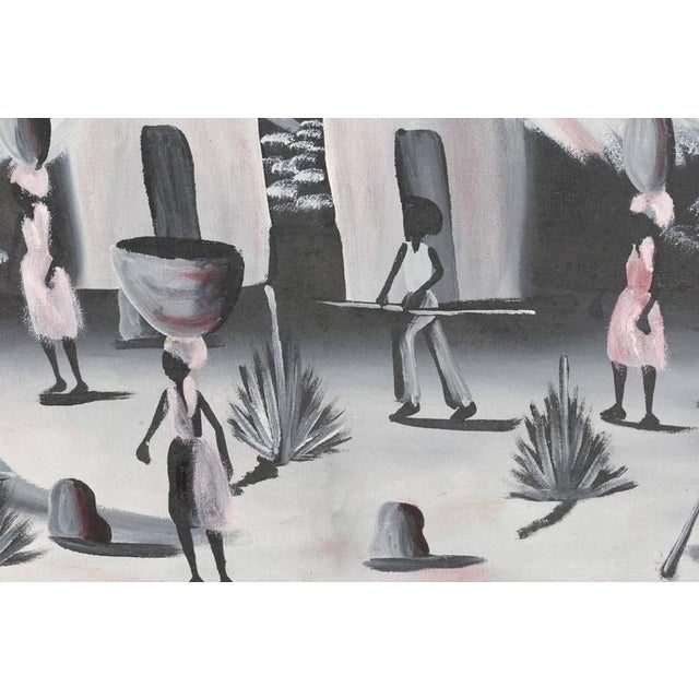 Vintage Haitian Village Painting For Sale In Atlanta - Image 6 of 8