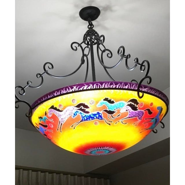 Rustic Signed Ulla Darni “Horses & Sunsets” Pendant For Sale - Image 3 of 3