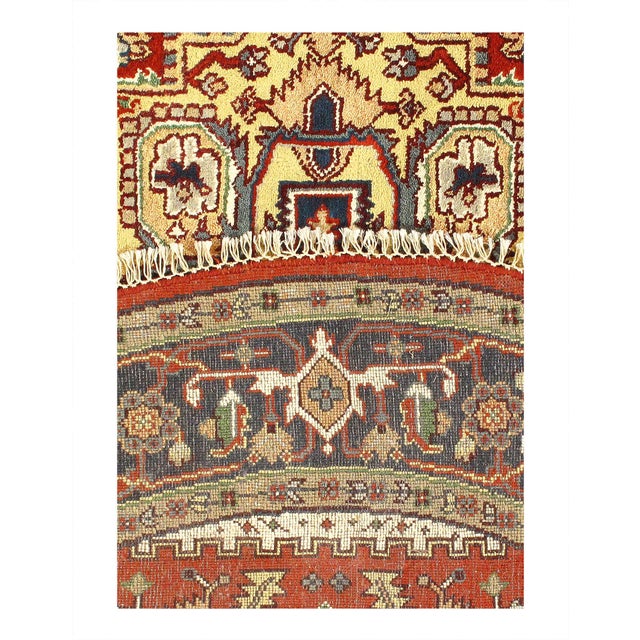 Traditional Pasargad DC Rust Fine Hand-Knotted Round Serapi Design Rug For Sale - Image 3 of 3