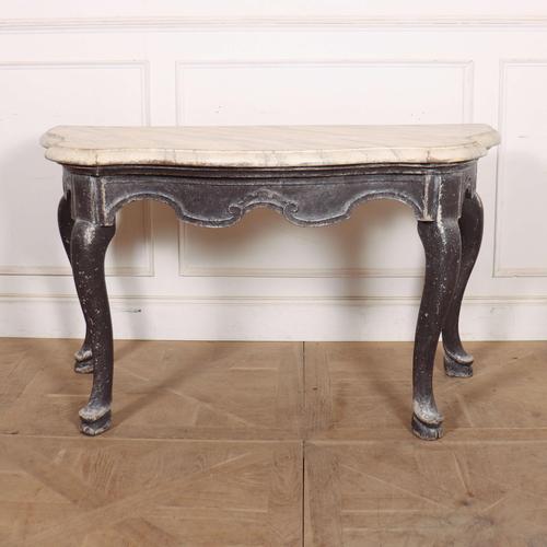 Good 18th Century Italian painted console table with a painted faux marble top. 1760 This piece is designed in the style...