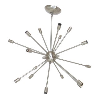 Vintage Satin Chrome 16 Light Sputnik Chandelier For Sale