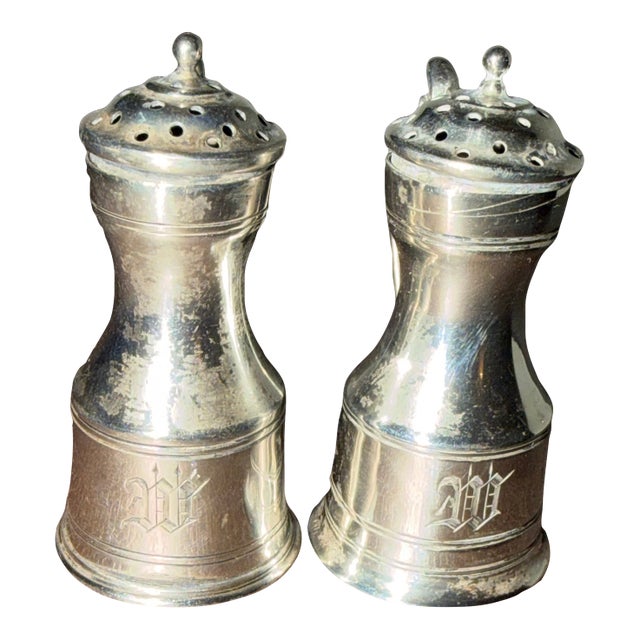 Antique Bailey Banks and Biddle Sterling Silver Miniature Salt and Pepper Shakers. For Sale