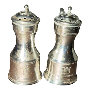 Antique Bailey Banks and Biddle Sterling Silver Miniature Salt and Pepper Shakers.