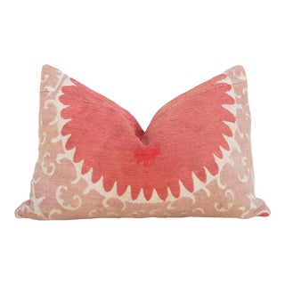 Saffron Thread Suzani Lumbar Pillow For Sale