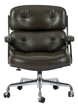 Eames Time Life Executive Lobby Chair for Herman Miller, Gray Leather Office Desk Chair, 1988