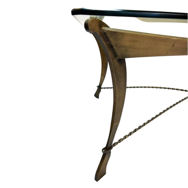 Vintage Brutalist Forged Iron and Glass Coffee Table For Sale - Image 4 of 9