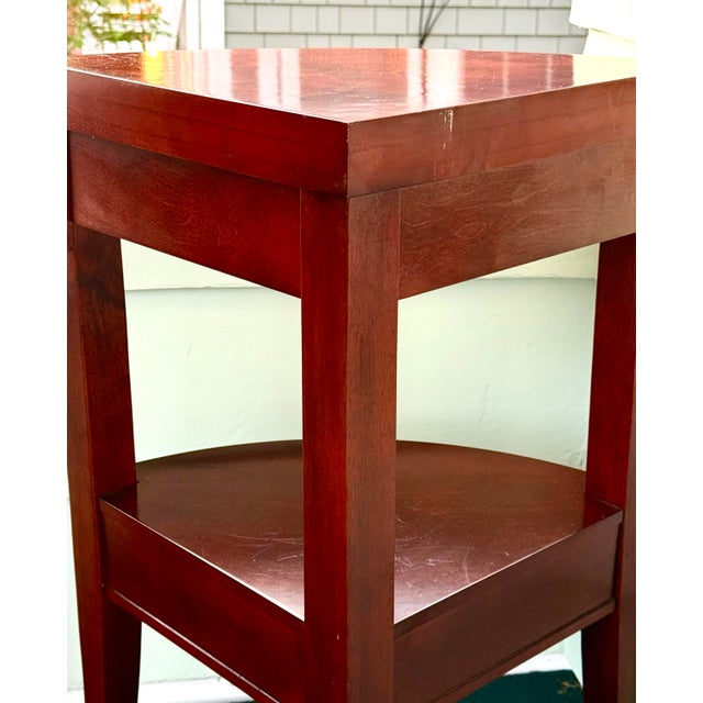 Wood Bombay & Co. Triangle Corner Table With Drawer For Sale - Image 7 of 11