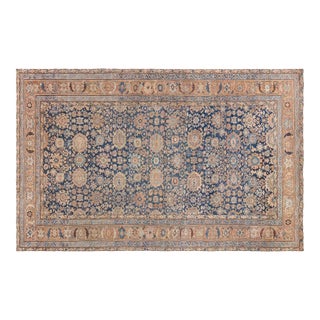 19th Century Persian Sultanabad Blue, Brown Handmade Wool Rug For Sale