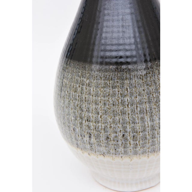 Ceramic 90's Italian Ceramic Tall Vase or Vessel Bottle Green, Black, Gray, Off White Fantoni Syle For Sale - Image 7 of 8
