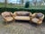 Opulent 1940s French Louis XVI Gilded Sofa Set – Beige Tufted Velvet, Set of 5 For Sale - Image 4 of 12