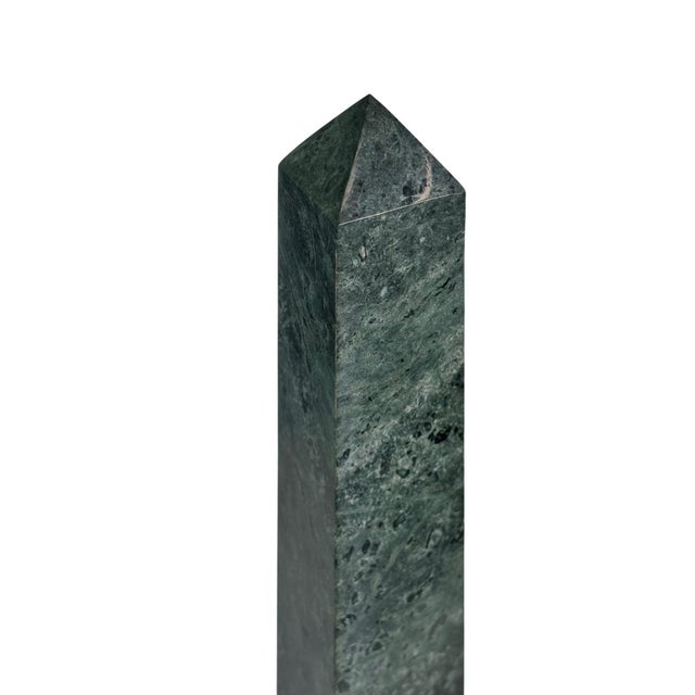 Neoclassical Green Marble & Brass Obelisk, 14.5" High For Sale - Image 11 of 11