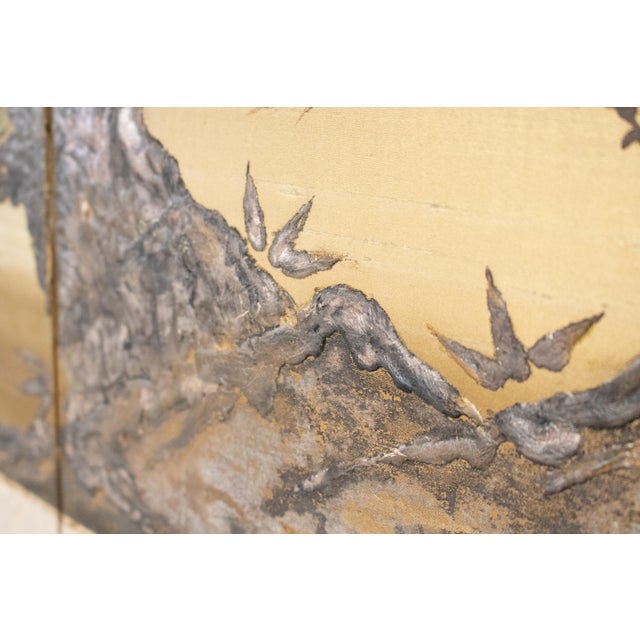 "Big Pine Tree", 1970s Shōwa Era Japanese Maki-E Byobu Screen For Sale - Image 12 of 18