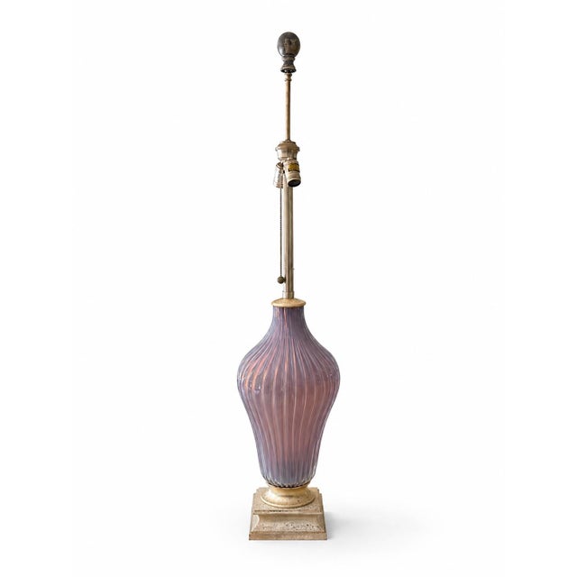 Exceptional Marbro lamp in translucent lavender glass in excellent condition