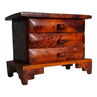 Vintage Mid Century Japanese Minimalism Thuya Burl Wood Box Styled After George Nakashima For Sale